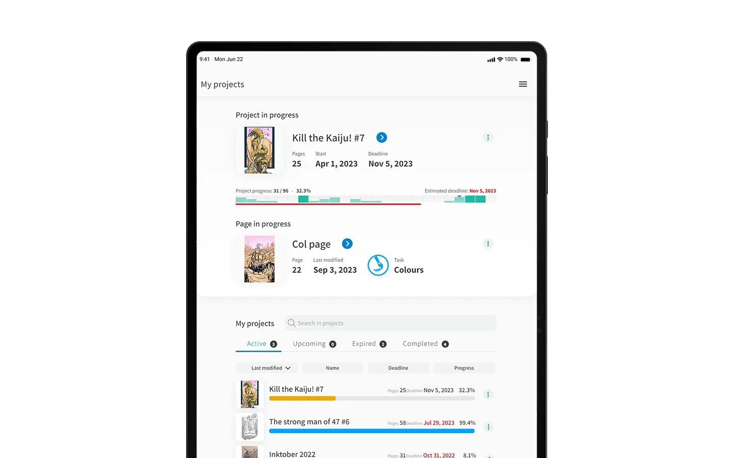 ComicsFlow - My projects page