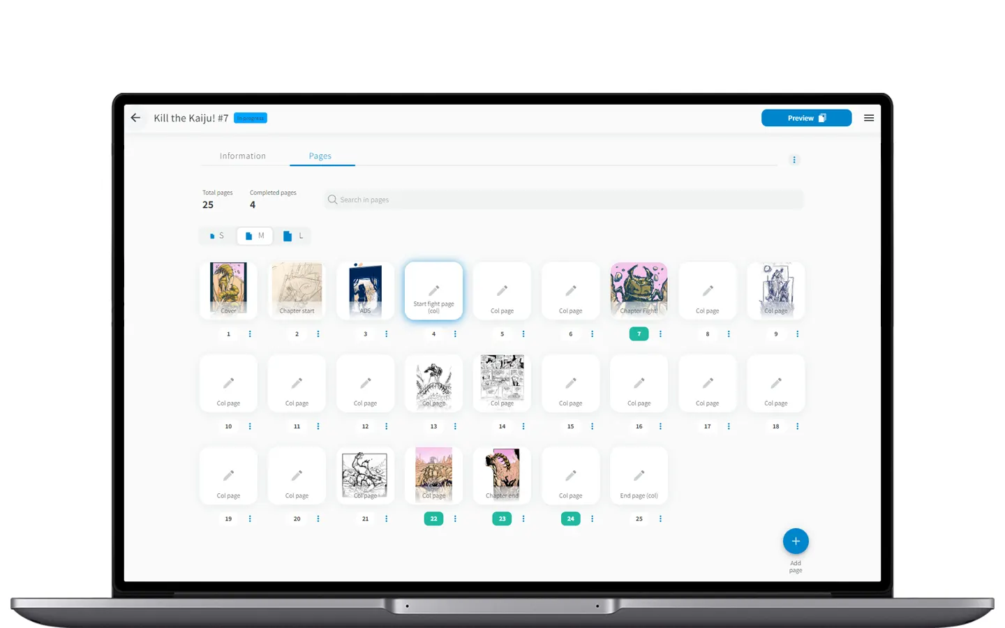 ComicsFlow preview page on desktop
